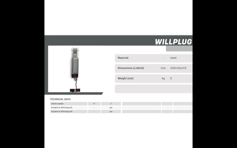 Willmop Willplug Support mural p. batterie et chargeur